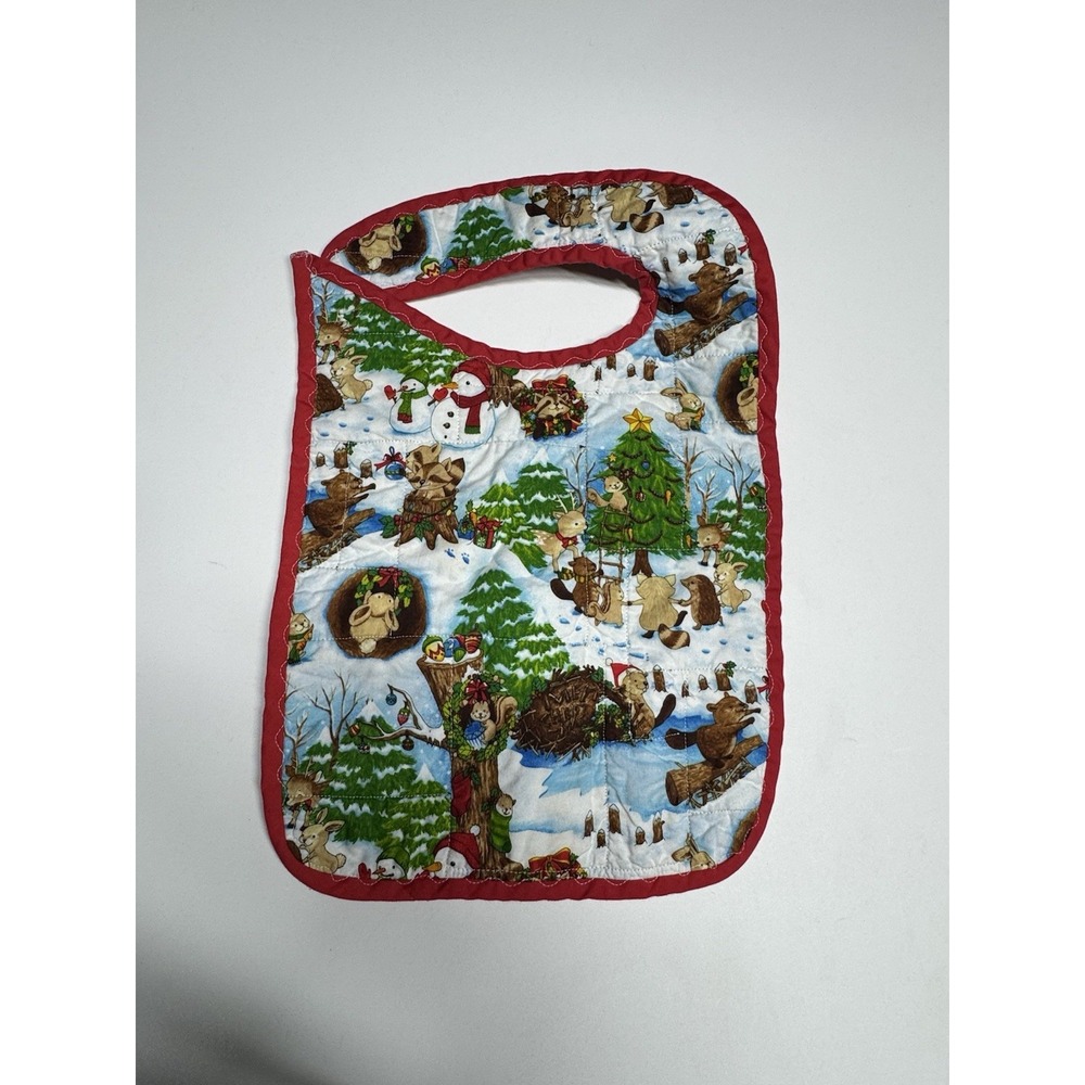 Vintage Baby's Christmas Reindeer Wildlife Bib Terry Cloth 1980's - Picture 4 of 4